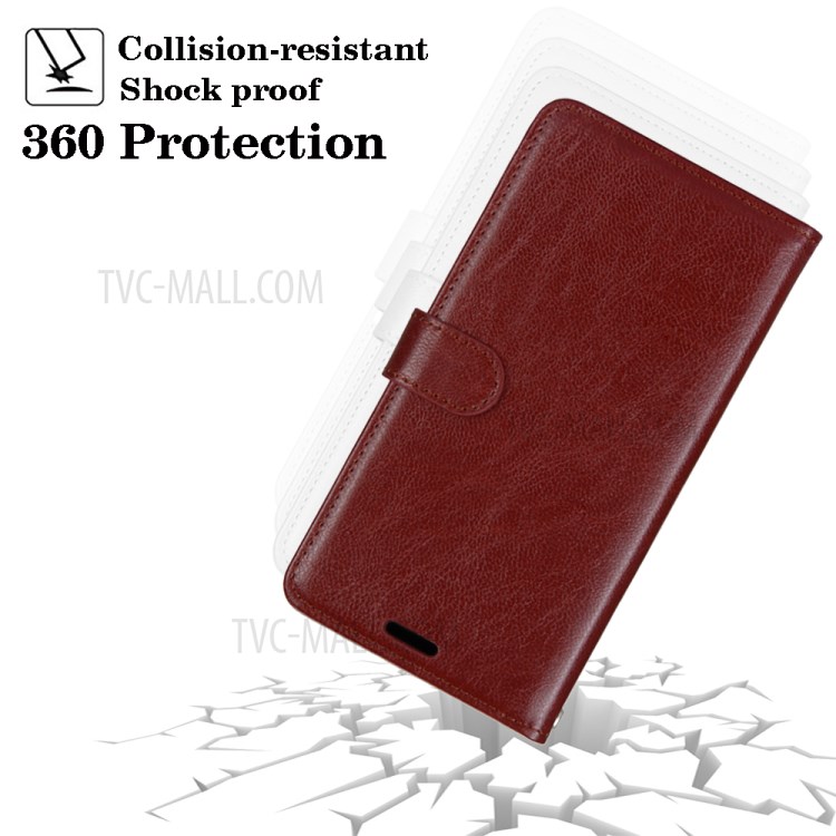 Wallet Stand PU Leather Flip Cover for iPhone 12 Pro/12 - Brown-5