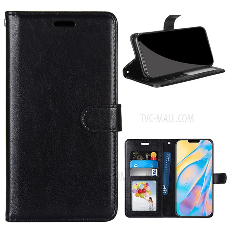 Protective Leather Shell with Wallet Stand for iPhone 12 Pro Max 6.7 inch - Black-1