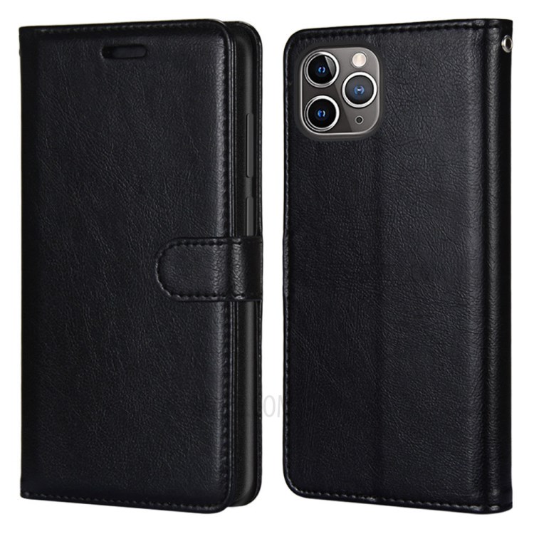 Protective Leather Shell with Wallet Stand for iPhone 12 Pro Max 6.7 inch - Black-2