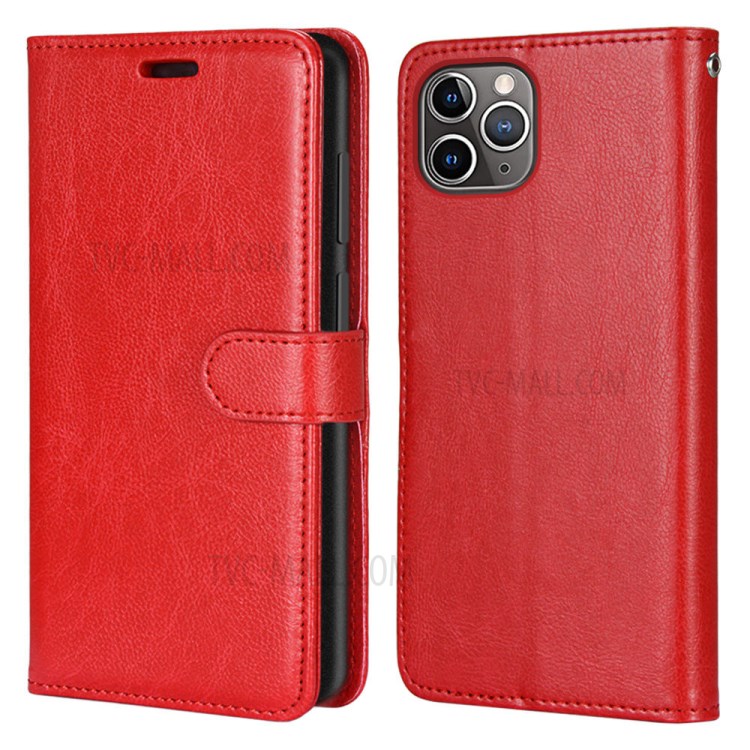 Protective Leather Shell with Wallet Stand for iPhone 12 Pro Max 6.7 inch - Red-2