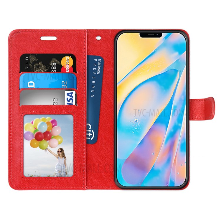 Protective Leather Shell with Wallet Stand for iPhone 12 Pro Max 6.7 inch - Red-3
