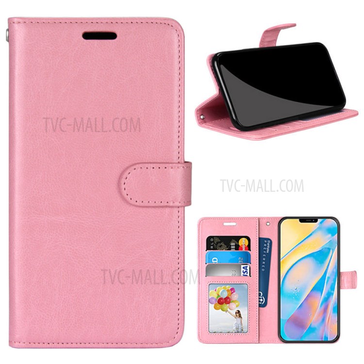 Protective Leather Shell with Wallet Stand for iPhone 12 Pro Max 6.7 inch - Pink-1
