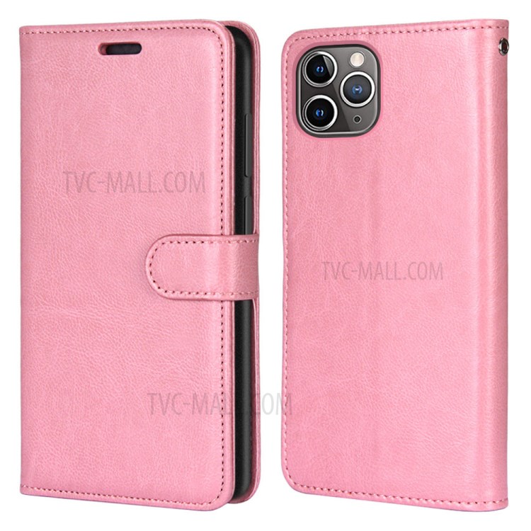 Protective Leather Shell with Wallet Stand for iPhone 12 Pro Max 6.7 inch - Pink-2