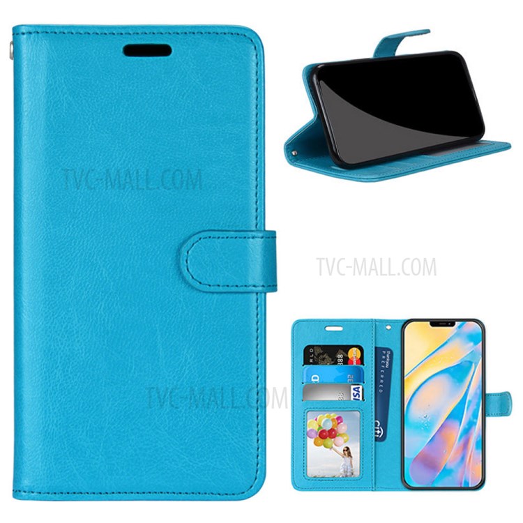 Protective Leather Shell with Wallet Stand for iPhone 12 Pro Max 6.7 inch - Blue-1