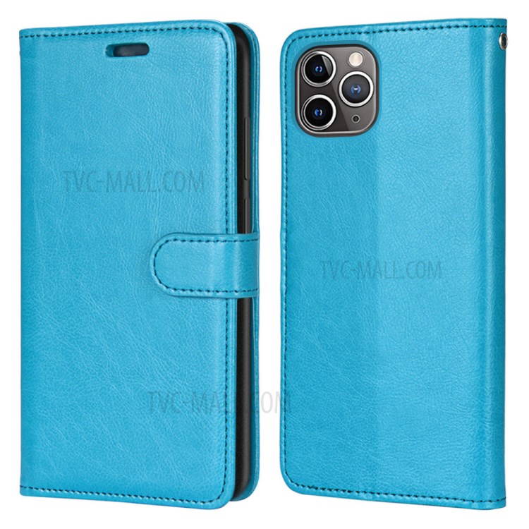 Protective Leather Shell with Wallet Stand for iPhone 12 Pro Max 6.7 inch - Blue-2