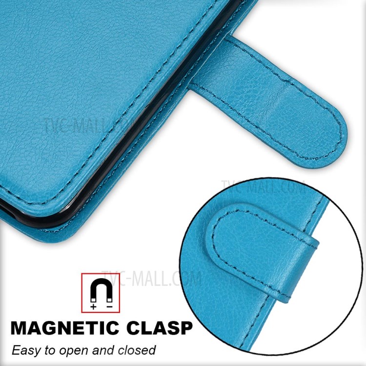 Protective Leather Shell with Wallet Stand for iPhone 12 Pro Max 6.7 inch - Blue-4