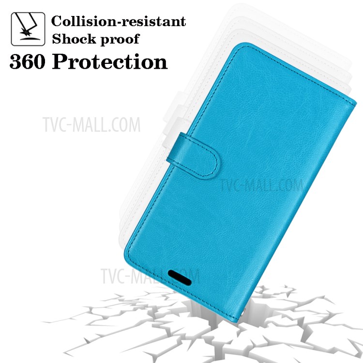 Protective Leather Shell with Wallet Stand for iPhone 12 Pro Max 6.7 inch - Blue-5