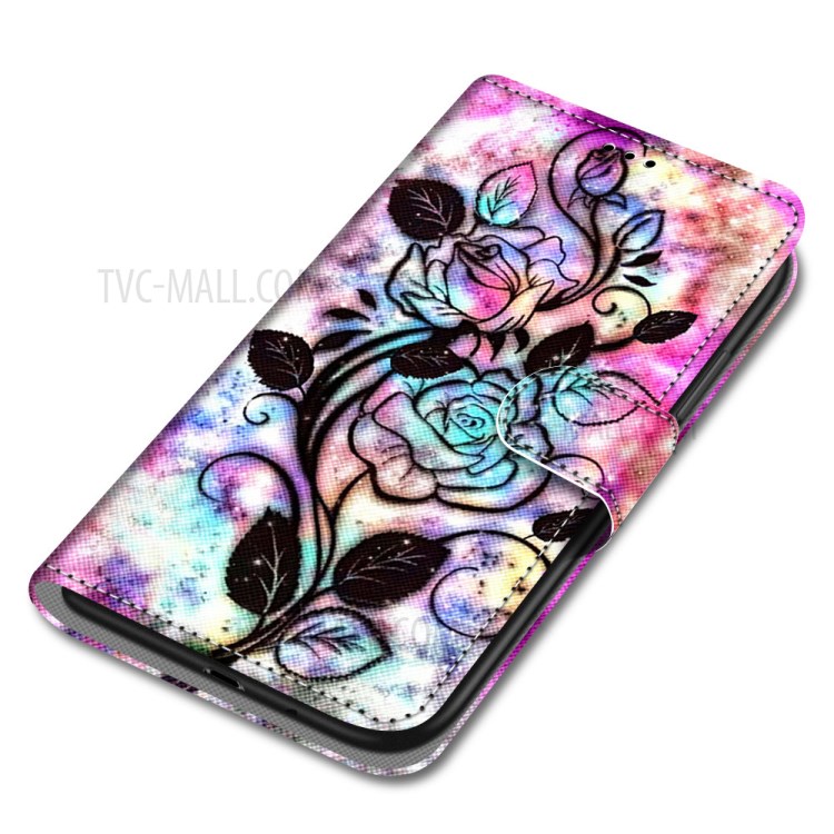 Pattern Printing Cross Texture Leather Wallet Phone Cover with Strap for iPhone 12 Pro Max 6.7 inch - Beautiful Flower-3
