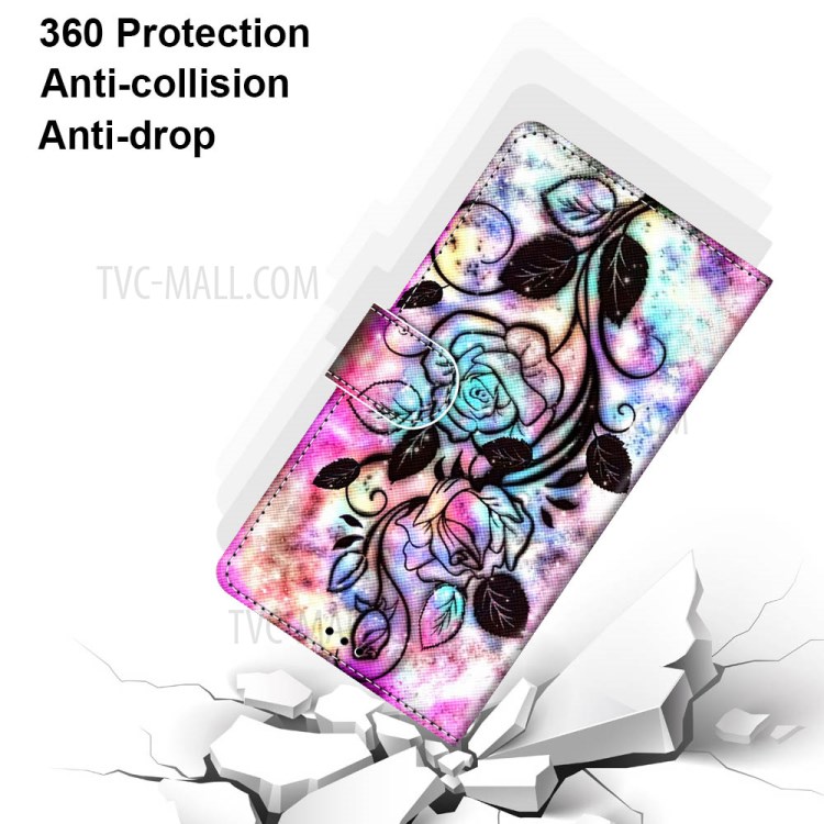 Pattern Printing Cross Texture Leather Wallet Phone Cover with Strap for iPhone 12 Pro Max 6.7 inch - Beautiful Flower-4