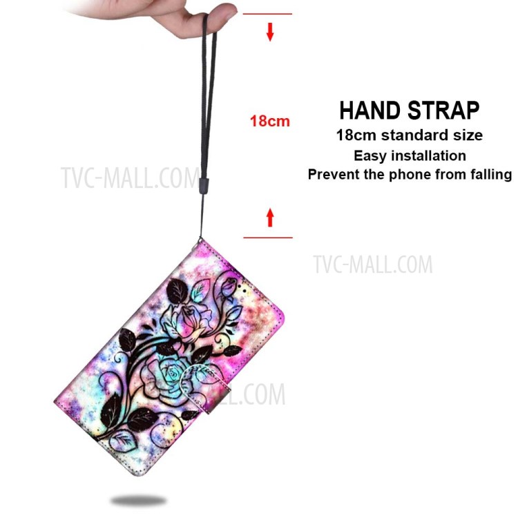 Pattern Printing Cross Texture Leather Wallet Phone Cover with Strap for iPhone 12 Pro Max 6.7 inch - Beautiful Flower-5