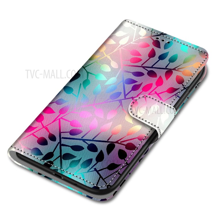 Printing Skin Leather with Wallet Cover with Strap for iPhone 12 Pro/12 - Colorful Leaves-3