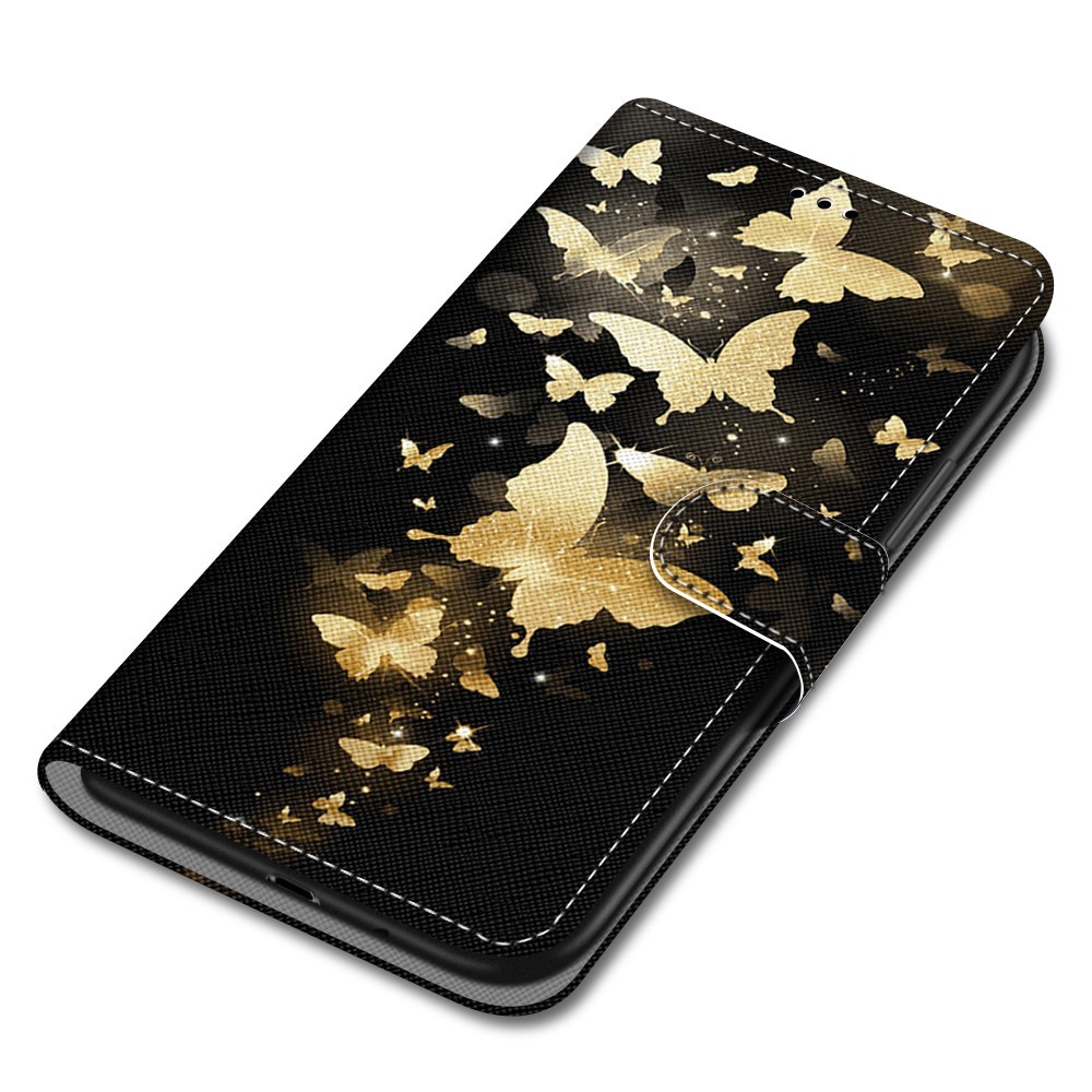Printing Skin Leather with Wallet Cover with Strap for iPhone 12 Pro/12 - Gold Butterfly-3