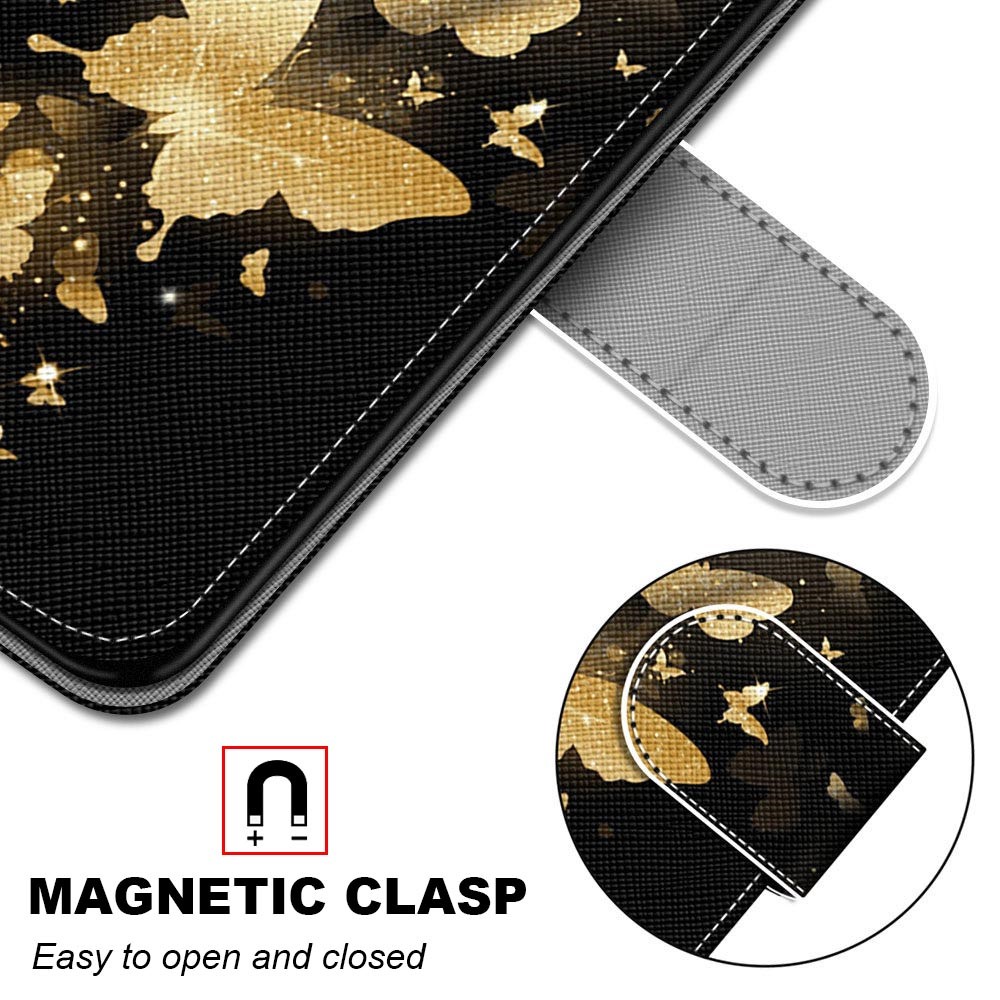 Printing Skin Leather with Wallet Cover with Strap for iPhone 12 Pro/12 - Gold Butterfly-6