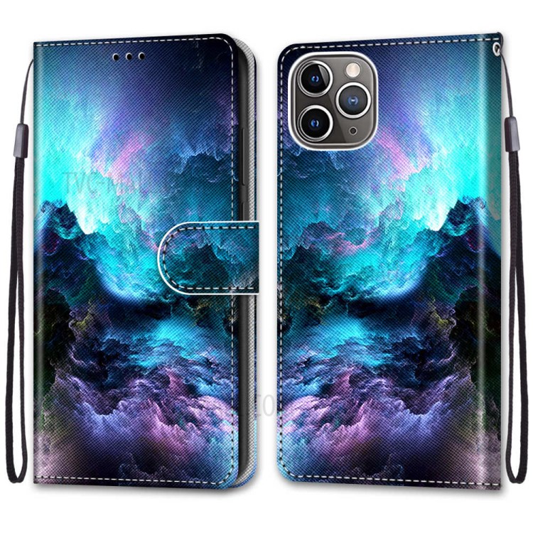Printing Skin Leather with Wallet Cover with Strap for iPhone 12 Pro/12 - Cloud-2