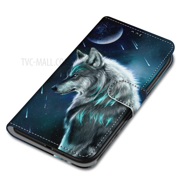 Printing Texture Leather Cell Phone Cover with Strap for iPhone 12 mini - Wolf-3