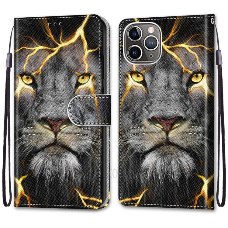 Printing Texture Leather Cell Phone Cover with Strap for iPhone 12 mini - Tiger Face-2