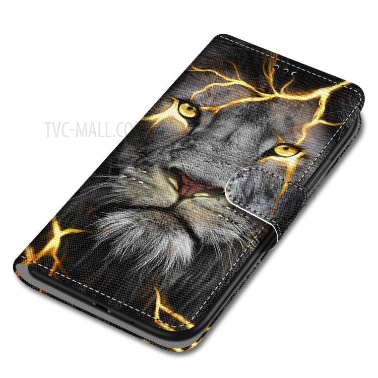 Printing Texture Leather Cell Phone Cover with Strap for iPhone 12 mini - Tiger Face-3