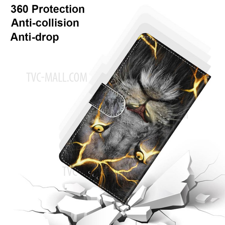 Printing Texture Leather Cell Phone Cover with Strap for iPhone 12 mini - Tiger Face-4