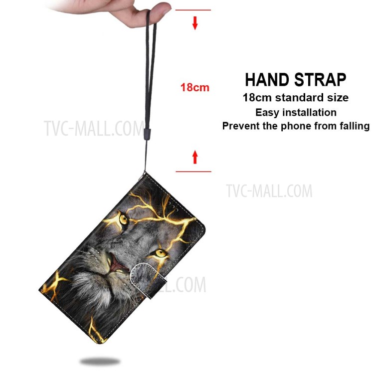 Printing Texture Leather Cell Phone Cover with Strap for iPhone 12 mini - Tiger Face-5