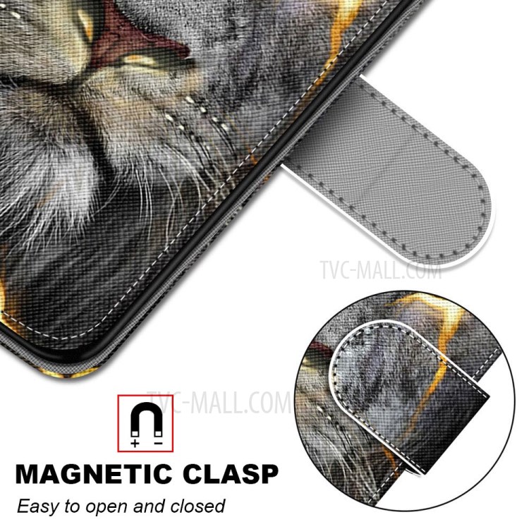 Printing Texture Leather Cell Phone Cover with Strap for iPhone 12 mini - Tiger Face-6