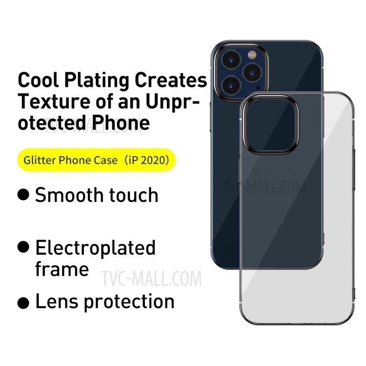 BASEUS Glitter Series Plating Hard PC Protective Phone Case for iPhone 12 Pro Max 6.7 inch - Black-2