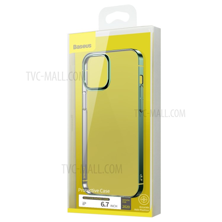 BASEUS Glitter Series Plating Hard PC Protective Phone Case for iPhone 12 Pro Max 6.7 inch - Midnight Green-14