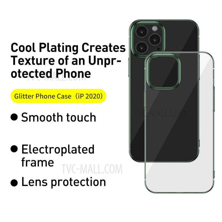 BASEUS Glitter Series Plating Hard PC Protective Phone Case for iPhone 12 Pro Max 6.7 inch - Midnight Green-2
