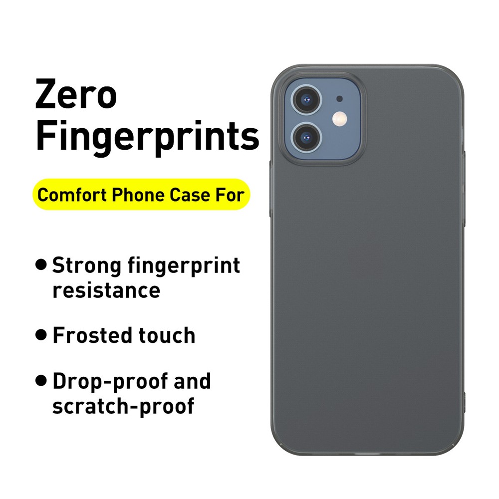 BASEUS Comfort Series Ultra-thin Matte PP Back Shell for iPhone 12 5.4 inch - Transparent Black-2