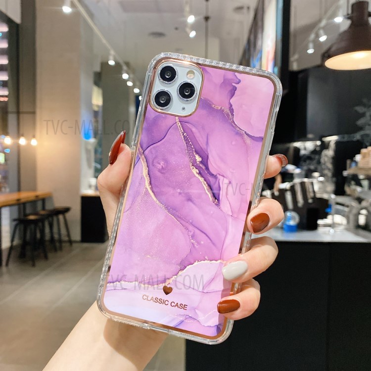 IMD Design Marble Pattern TPU Protector Phone Case for iPhone 12 mini - Purple-2