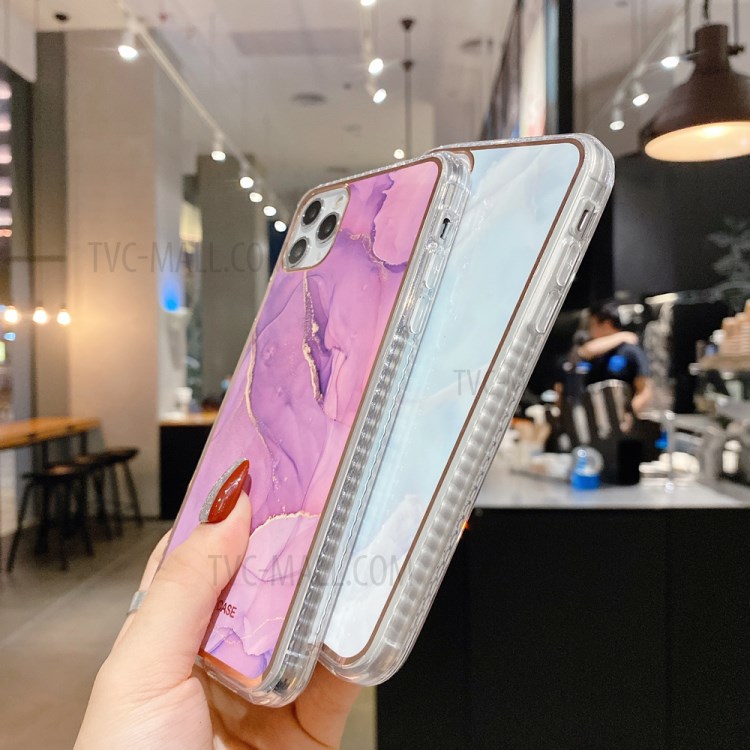 IMD Design Marble Pattern TPU Protector Phone Case for iPhone 12 mini - Purple-3