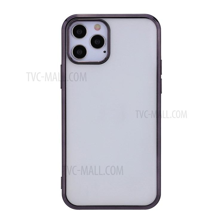 Electroplated TPU Soft Case for iPhone 12 Pro Max 6.7-inch - Black-1