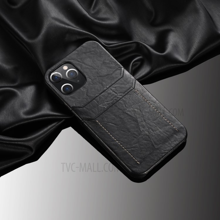 PU Leather Coated PC Shell with Card Holder Cover for iPhone 12 Pro Max 6.7 inch - Black-10