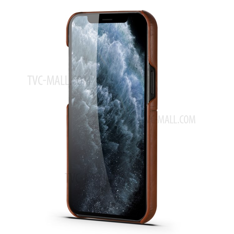 PU Leather Coated PC Shell with Card Holder Cover for iPhone 12 Pro Max 6.7 inch - Brown-5