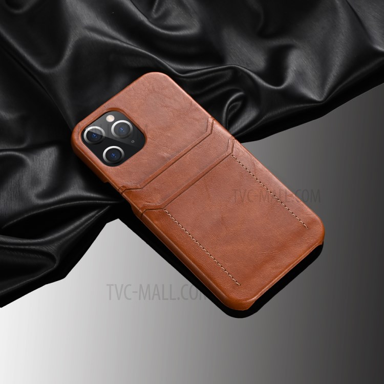PU Leather Coated PC Shell with Card Holder Cover for iPhone 12 Pro Max 6.7 inch - Brown-6