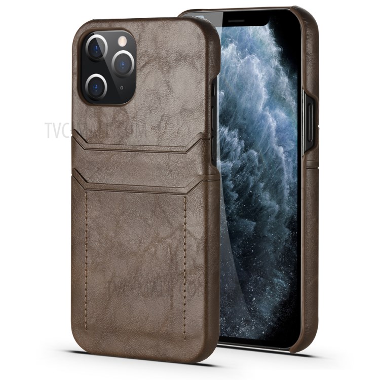 PU Leather Coated PC Case Phone Cover for iPhone 12 mini - Coffee-1