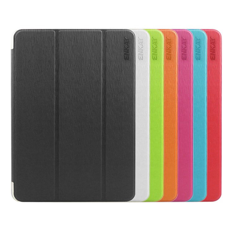 ENKAY for iPad Pro 9.7 inch Smart Tri-fold Toothpick Grain Leather Case - Black-7