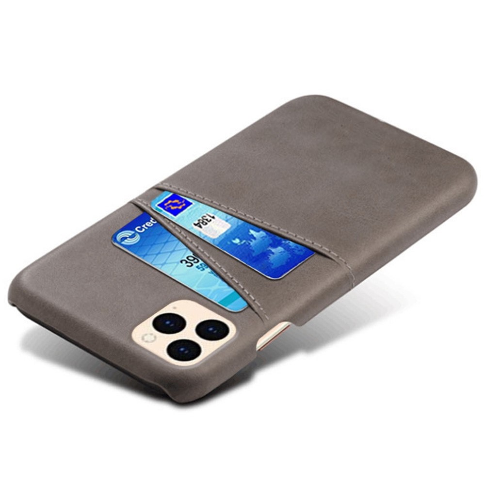 KSQ PU Leather Coated Plastic Case with Double Card Slots for iPhone 12 Pro/12 - Grey-4