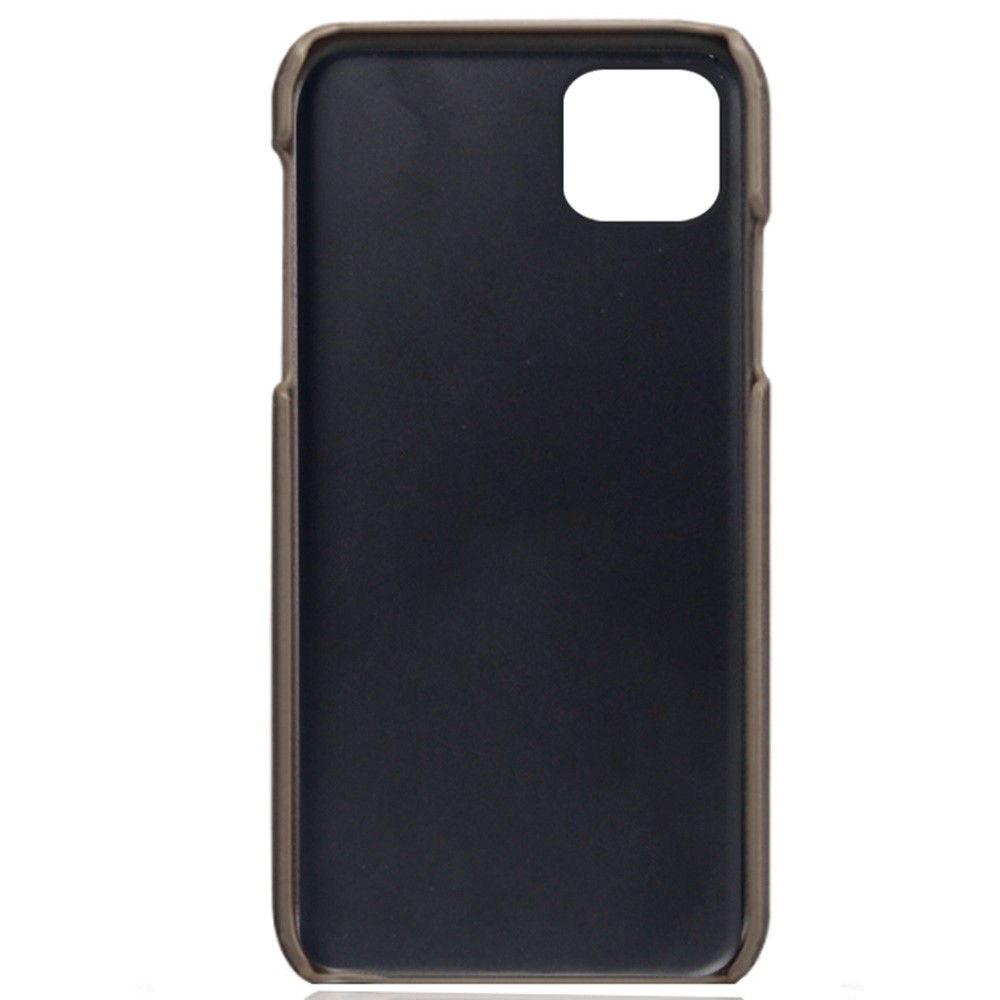 KSQ PU Leather Coated Plastic Case with Double Card Slots for iPhone 12 Pro/12 - Grey-5