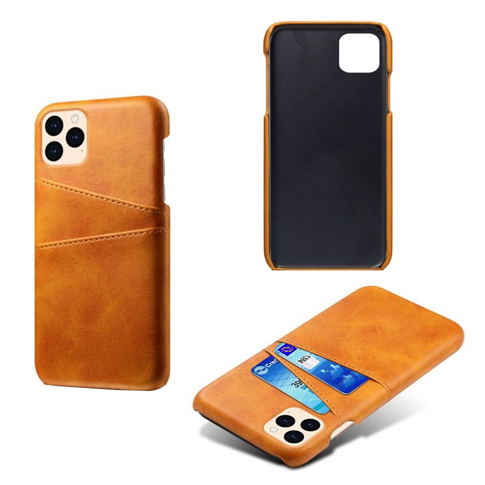 KSQ PU Leather Coated Plastic Case with Double Card Slots for iPhone 12 Pro/12 - Brown-2