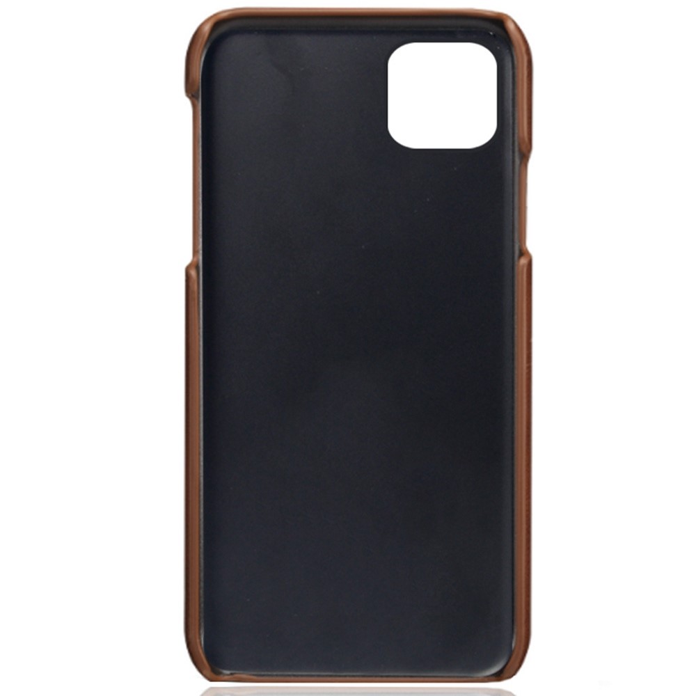 KSQ PU Leather Coated Plastic Case with Double Card Slots for iPhone 12 Pro/12 - Coffee-5