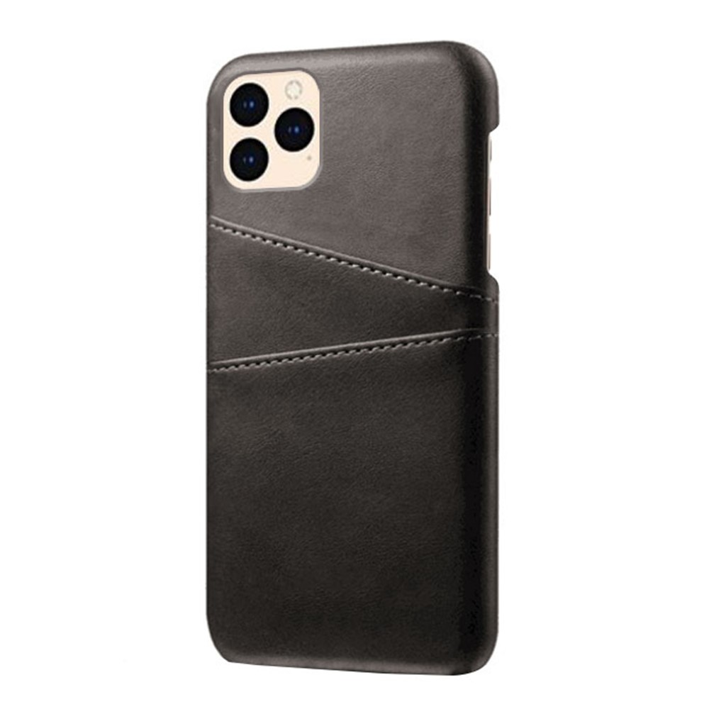 KSQ PU Leather Coated Plastic Case for iPhone 12 mini 5.4 inch, Double Card Slots Slim Protector Shell - Black-3