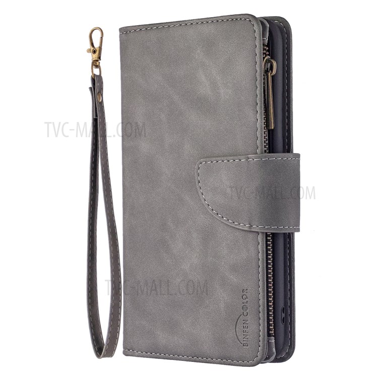 Zipper Pocket Detachable 2-in-1 Leather Wallet Stand Case for iPhone XR 6.1-inch - Grey-2