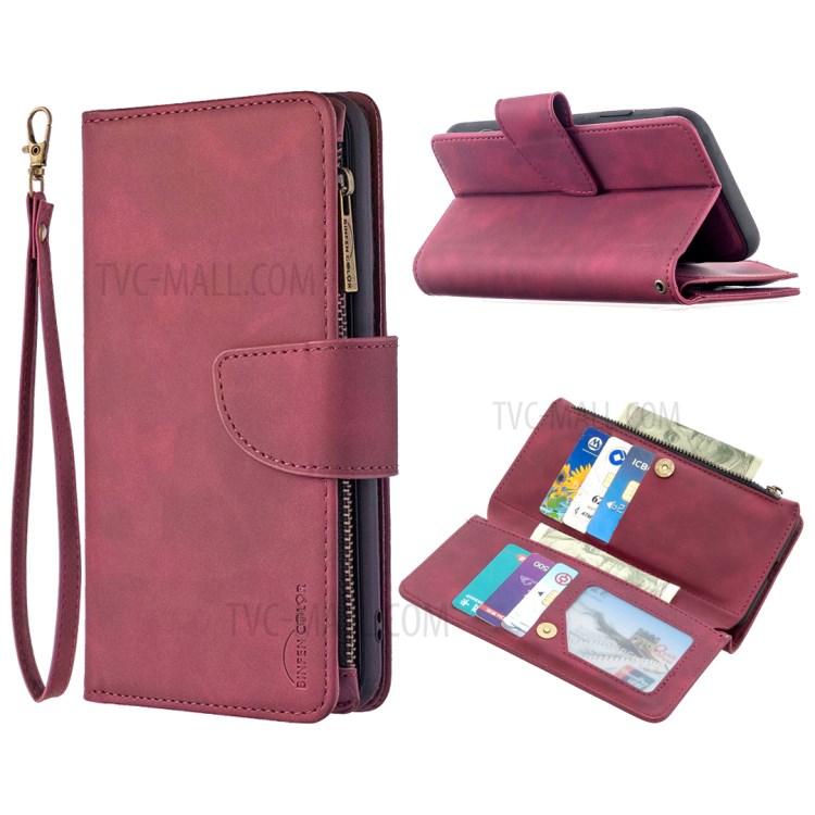 Zipper Pocket Detachable 2-in-1 Leather Wallet Stand Case for iPhone XR 6.1-inch - Red-1