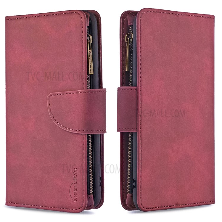 Policito de la Cremallera Desmontaje de Cuero 2-en-1 Case de Billetera Para Iphone XR 6.1 Pulgadas - Rojo-3