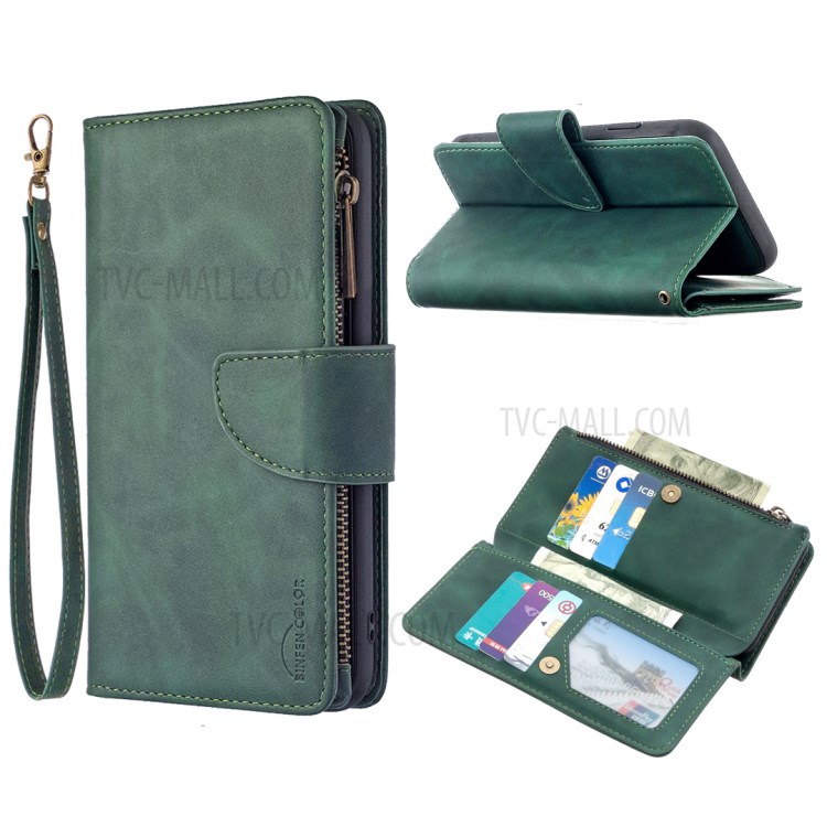 Zipper Pocket Detachable 2-in-1 Leather Wallet Stand Case for iPhone XR 6.1-inch - Green-1
