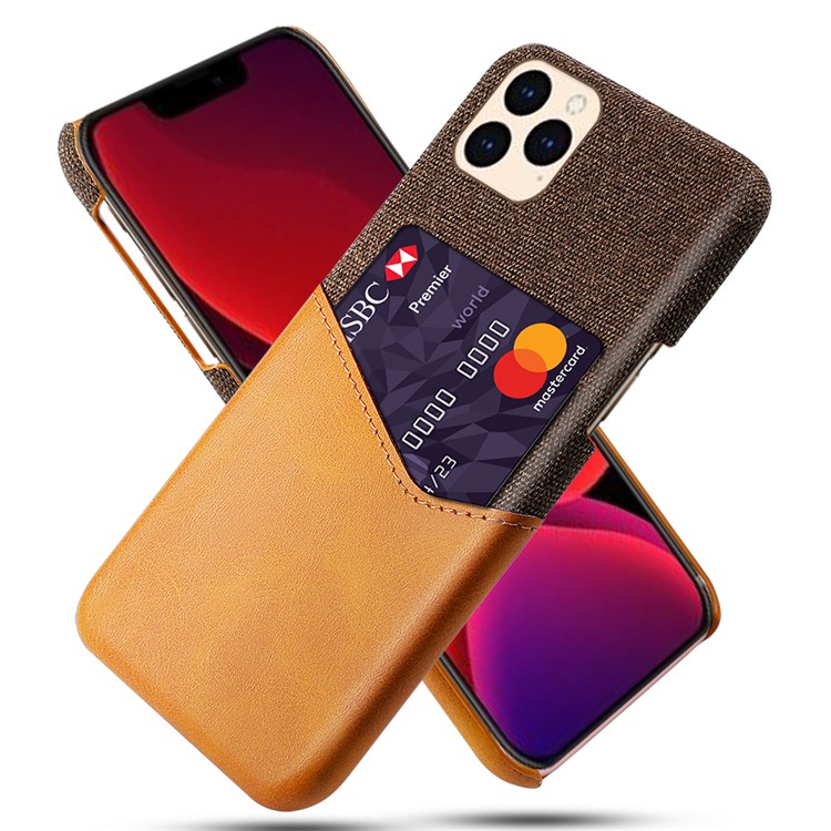 KSQ Cloth + PU Leather + PC Cover Cell Phone Case for iPhone 12 mini - Brown-1