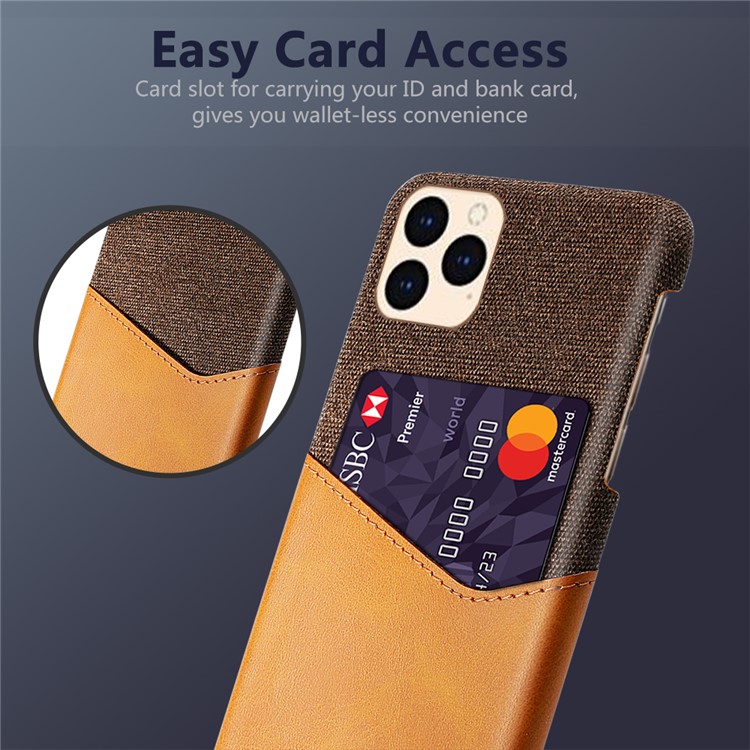 KSQ Cloth + PU Leather + PC Cover Cell Phone Case for iPhone 12 mini - Brown-2
