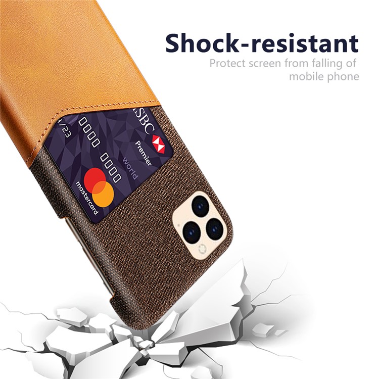 KSQ Cloth + PU Leather + PC Cover Cell Phone Case for iPhone 12 mini - Brown-3