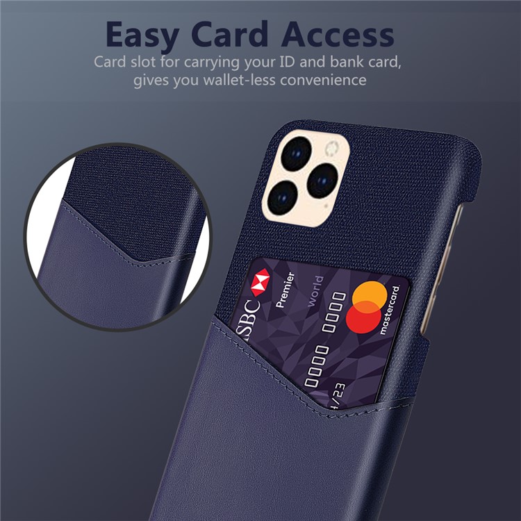 KSQ Cloth + PU Leather + PC Cover Cell Phone Case for iPhone 12 mini - Blue-2