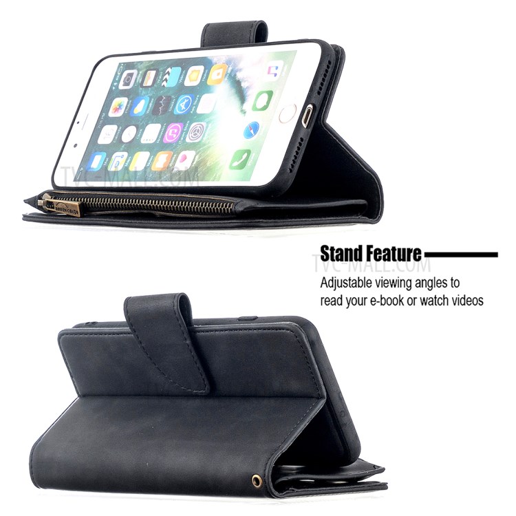 Zipper Pocket Detachable 2-in-1 Leather Wallet Stand Case for iPhone 8 Plus / iPhone 7 Plus 5.5-inch - Black-5